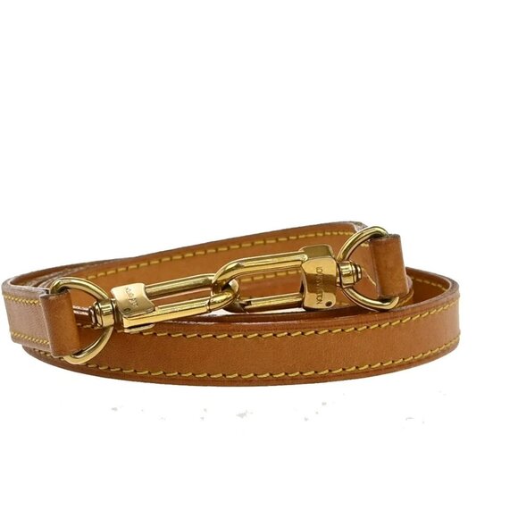 LOUIS VUITTON Logo Shoulder Strap Leather Brown Gold Bag Accessory 69KB410 - Picture 1 of 13
